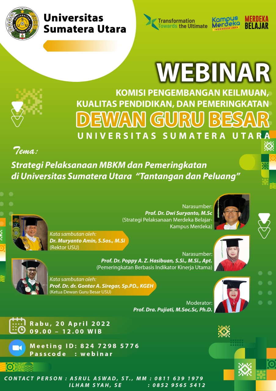 Webinar “Strategi Pelaksanaan MBKM dan Pemeringkatan di Universitas Sumatera Utara”